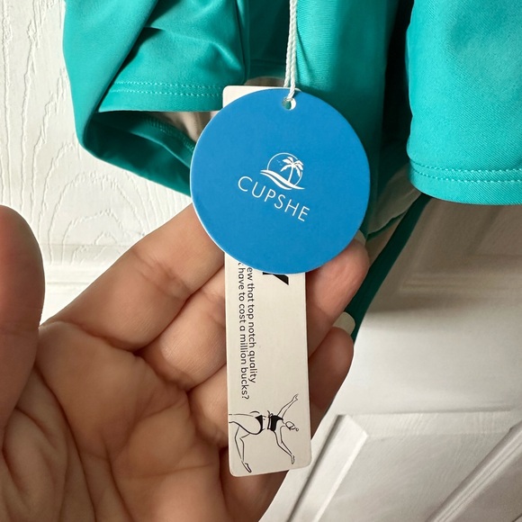 Women’s one-piece bathing suit. Turquoise CUPSHE. NWT 2x. Padded. Tie-back. - Picture 5 of 13